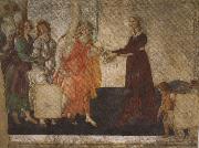 Venus and the Graces offering gifts to a young woman (mk36) Botticelli